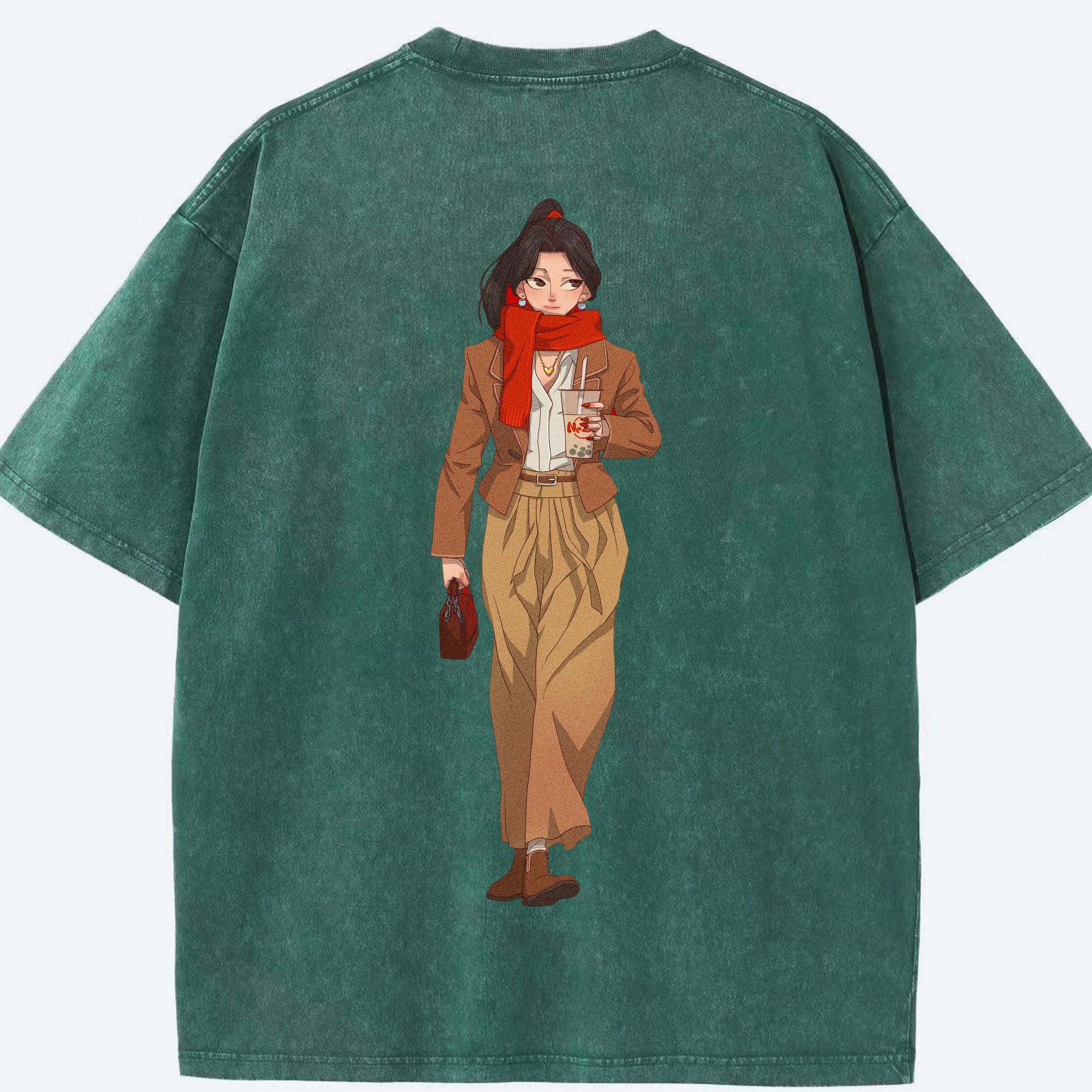 （画像用） Ne Zha 2 ナタ 魔童の大暴れ 綿100% ヴィンテージ風 半袖Tシャツ（背面プリント）